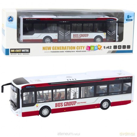Autobus metalowy miejski światło i dźwięk 1:42