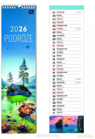 Kalendarz 2026 paskowy 13,5x50 cm Podróże [KALENDARZ]