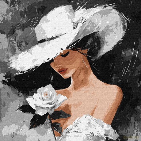 Malowanie po numerach - Biała róża 40x40 cm