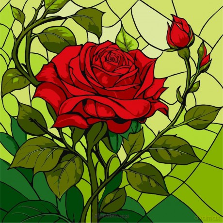 Malowanie po numerach - Witraż. Róża 30x30 cm