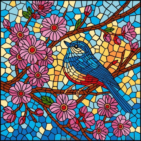 Malowanie po numerach - Witraż. Sikorka 30x30 cm