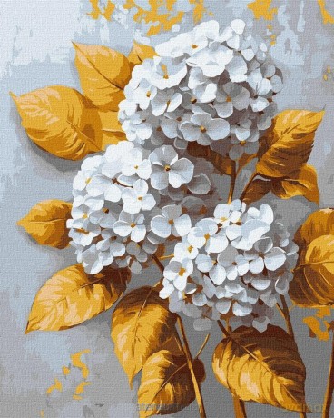 Malowanie po numerach - Złota hortensja 40x50 cm