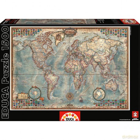 Educa 1500 El. Polityczna Mapa Świata [PUZZLE]