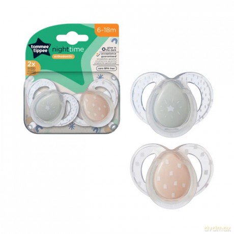 Tommee T. Smoczki Uspok Nighttime 6-18M Mix 2Pak