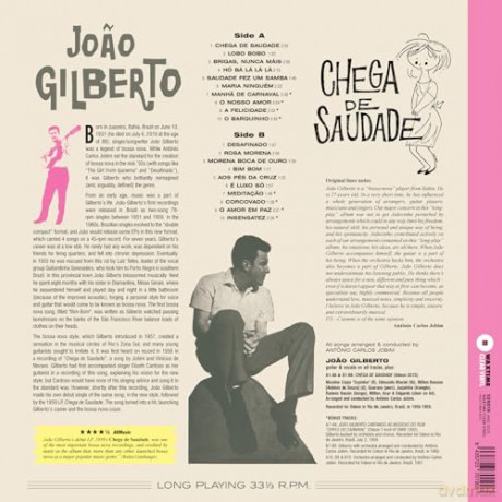 Joao Gilberto: Chega De Saudade (+8 Bonus Tracks) (Limited) (Crystal Clear) [Winyl]