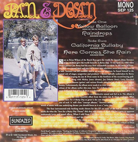 Jan & Dean: Yellow Balloon / Raindrops / California Lullaby / Here Comes The Rain [Winyl]