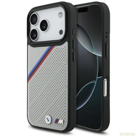Etui BMW M Tricolor Metal Logo MagSafe do iPhone 17 Pro - szare