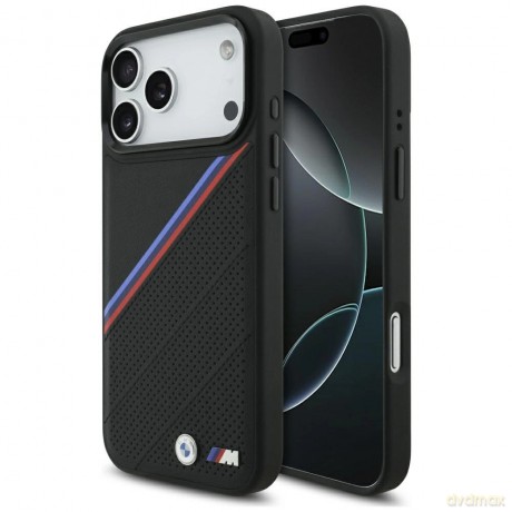 Etui BMW M Tricolor Metal Logo MagSafe do iPhone 17 Pro Max - czarne