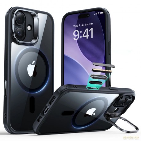 Etui ESR Classic Hybrid Kickstand MagSafe na iPhone 17 - przezroczysto-czarne