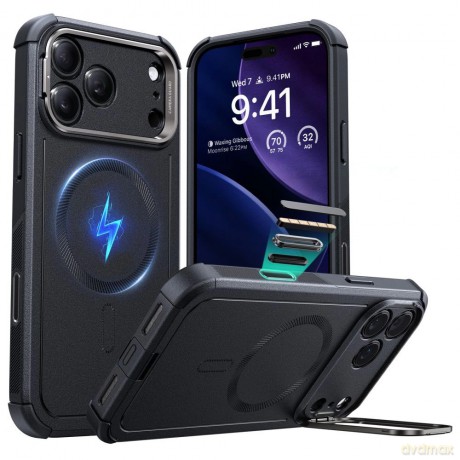 Etui ESR Cyber Kickstand MagSafe na iPhone 17 Pro Max - czarne