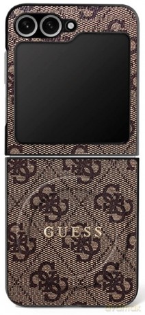 Etui Guess 4G Classic MagSafe na Samsung Galaxy Z Flip 7 - brązowe