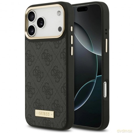 Etui Guess 4G Logo Plate MagSafe na iPhone 17 Pro Max - czarne