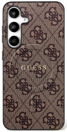 Etui Guess 4G Ring Classic Logo MagSafe na Samsung Galaxy S25 FE - brązowe