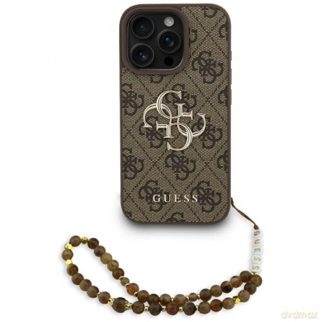 Etui Guess 4G Strap 4G Classic Logo na iPhone 16 Pro Max - brązowe