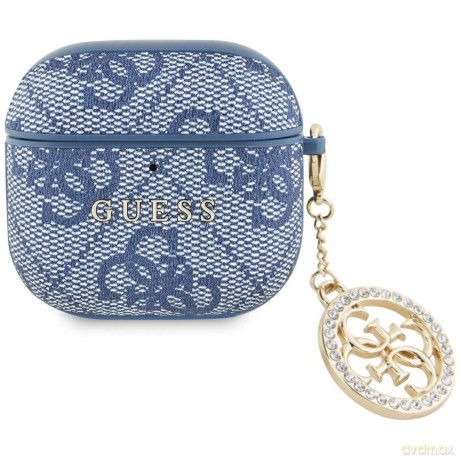 Etui Guess 4G Strass Charm na AirPods 4 - niebieskie