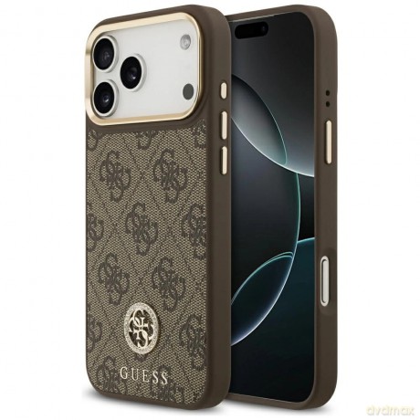 Etui Guess 4G Strass Logo MagSafe na iPhone 17 Pro Max - brązowe