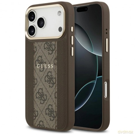 Etui Guess 4G Stripe MagSafe na iPhone 17 Pro Max - brązowe