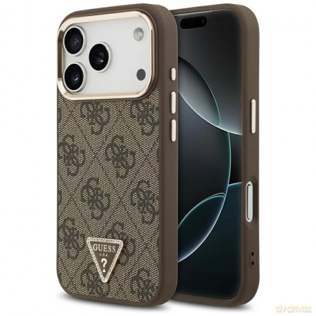 Etui Guess 4G Triangle Logo MagSafe na iPhone 17 Pro - brązowo-złote