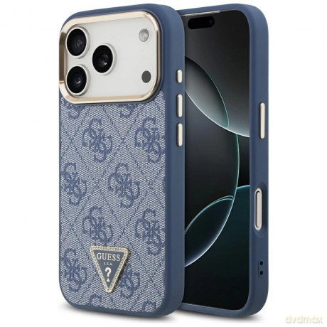 Etui Guess 4G Triangle Logo MagSafe na iPhone 17 Pro - niebiesko-złote