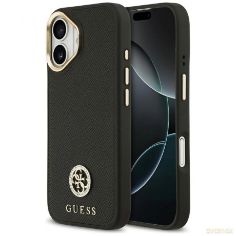 Etui Guess Grained Strass Logo MagSafe na iPhone 17 - czarne