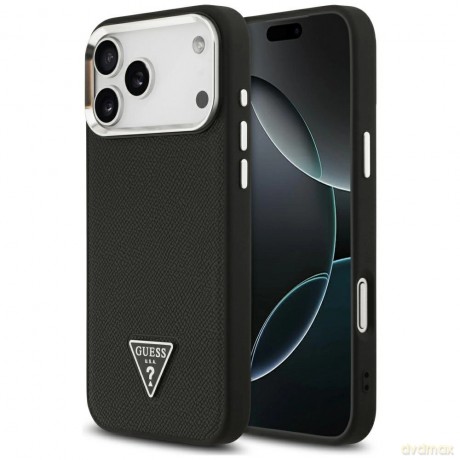 Etui Guess Grained Triangle Logo MagSafe na iPhone 17 Pro Max - czarne