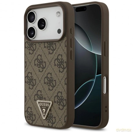Etui Guess Leather 4G Triangle Strass MagSafe na iPhone 17 Pro - brązowe