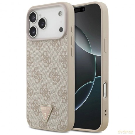 Etui Guess Leather 4G Triangle Strass MagSafe na iPhone 17 Pro Max - różowe