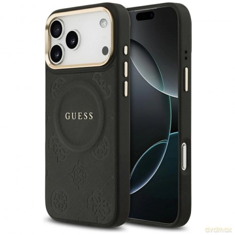 Etui Guess Peony Hot Stamp MagSafe na iPhone 17 Pro Max - czarne