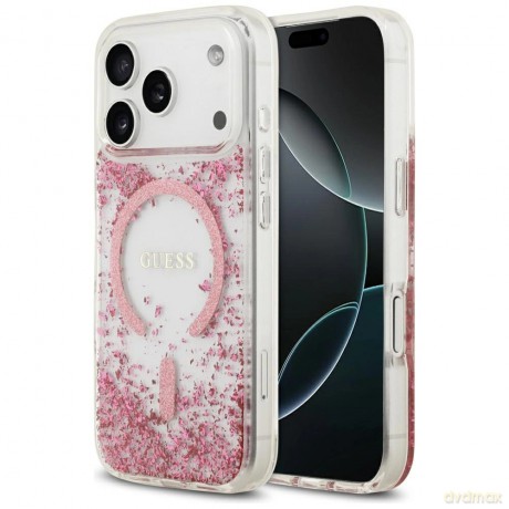 Etui Guess Resin Bottom Glitter MagSafe na iPhone 17 Pro - różowe