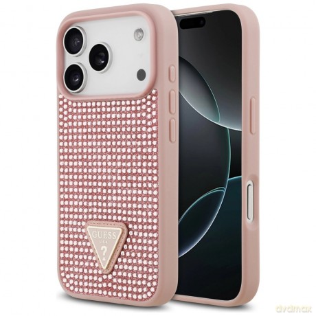 Etui Guess Rhinestone Triangle Logo na iPhone 17 Pro - różowe
