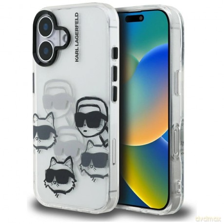 Etui Karl Lagerfeld IML Multi K&C Head Pattern do iPhone 16 - przezroczyste