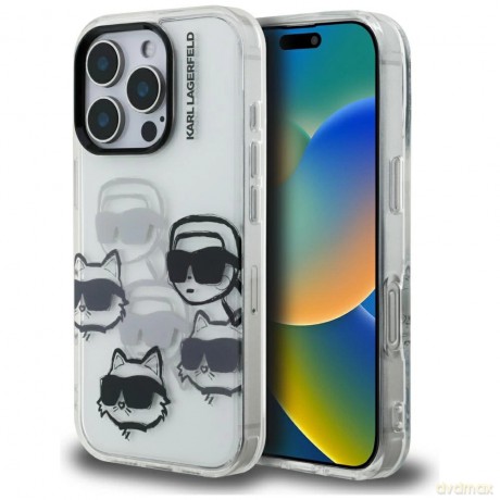 Etui Karl Lagerfeld IML Multi K&C Head Pattern do iPhone 16 Pro Max - przezroczyste