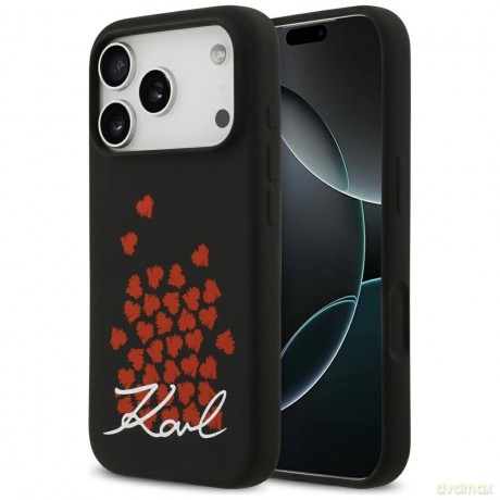 Etui Karl Lagerfeld Silicone Heart Sign Logo MagSafe na iPhone 17 Pro - czarne