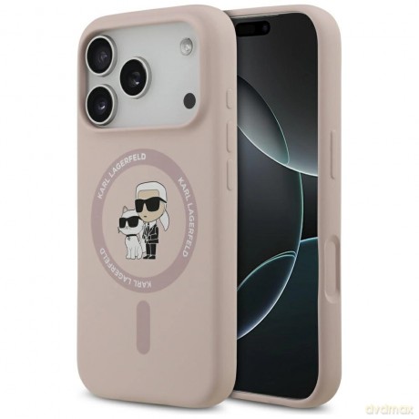 Etui Karl Lagerfeld Silicone Karl&Choupette Ring MagSafe do iPhone 17 Pro - różowe