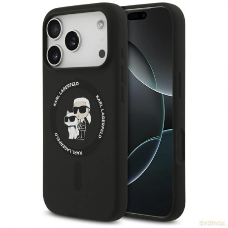 Etui Karl Lagerfeld Silicone Karl&Choupette Ring MagSafe do iPhone 17 Pro Max - czarne