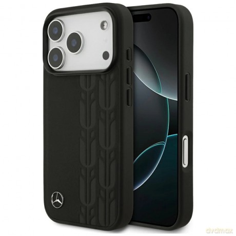 Etui Mercedes Leather Laurel Leaves MagSafe na iPhone 17 Pro - czarne