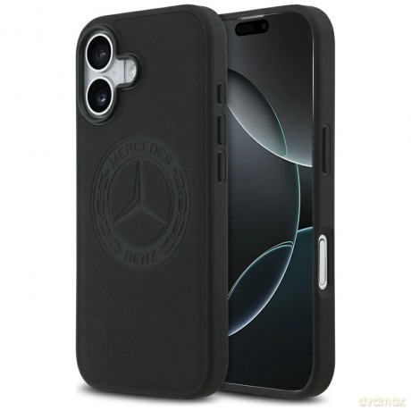 Etui Mercedes Leather Vintage Logo MagSafe na iPhone 17 - czarne