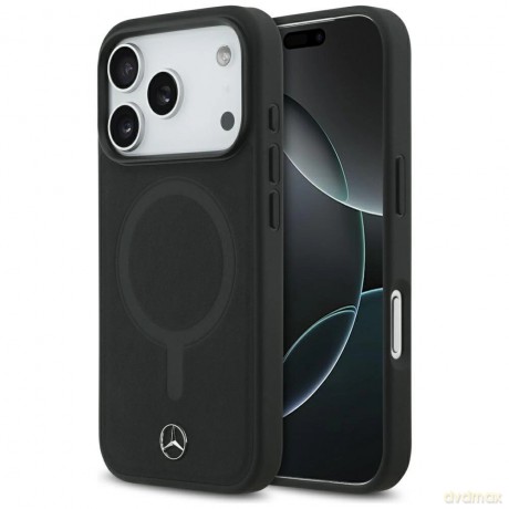 Etui Mercedes Plain Smooth Leather MagSafe do iPhone 17 Pro - czarne