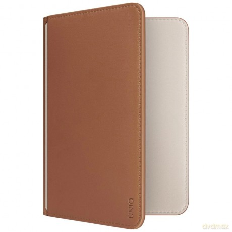 Etui na paszport UNIQ Belmont z Apple Find My blokada RFID karmelowy beżowy