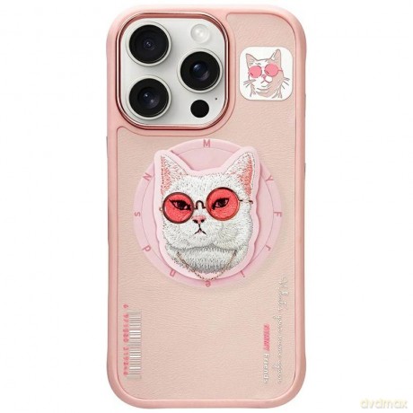 Etui Nimmy Glasses Cool Cat MagSafe na iPhone 16 Pro - różowe