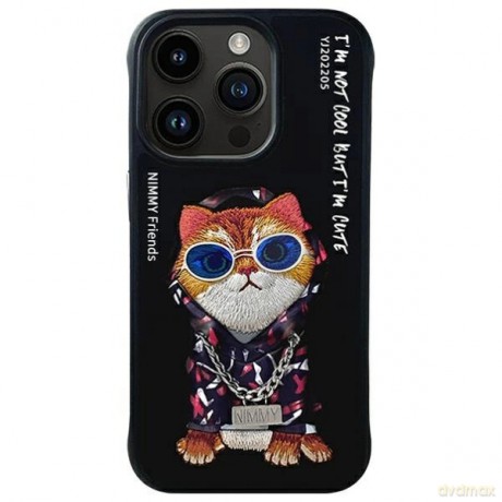 Etui Nimmy Glasses Cool Cat na iPhone 15 Pro - czarne