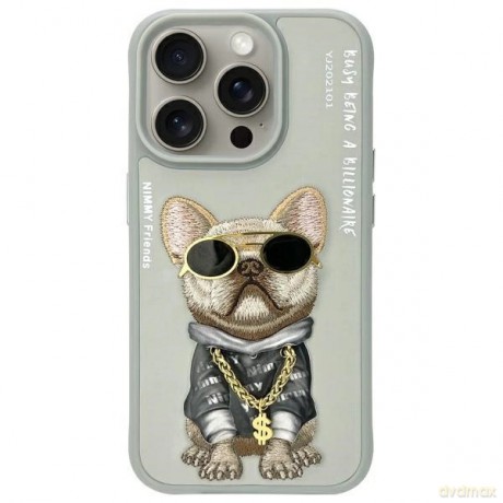Etui Nimmy Glasses Cool Dog na iPhone 15 Pro Max - szare