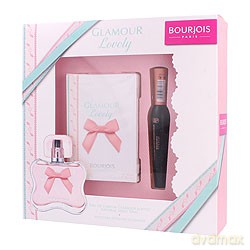Bourjois Glamour Lovely Zestaw - woda perfumowana 50 ml spray + tusz do rzęsVolume Glamour 12 ml - 06 Noir Ebene [PERFUMY]