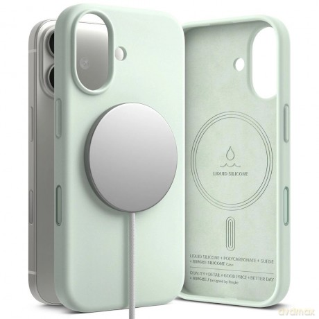 Etui Ringke Silicone Magnetic MagSafe na iPhone 17 Pro - miętowe