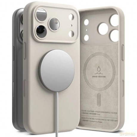 Etui Ringke Silicone Magnetic MagSafe na iPhone 17 Pro Max - beżowe