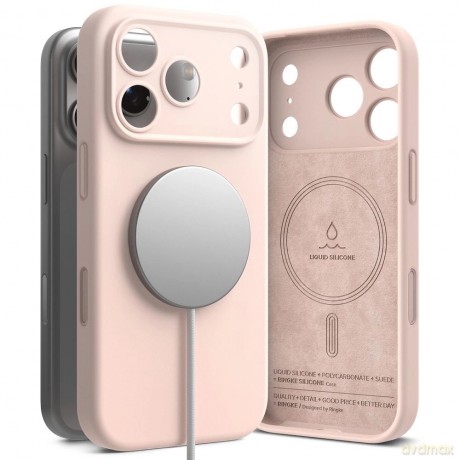 Etui Ringke Silicone Magnetic MagSafe na iPhone 17 Pro Max - różowe