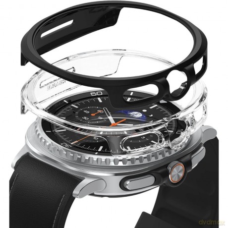 Etui Ringke Slim 2-pack na Samsung Galaxy Watch 8 Classic 46 mm - przezroczyste-czarny mat