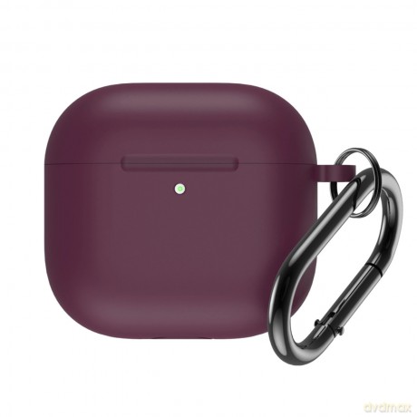 Etui silikonowe na Airpods 4 z karabińczykiem - bordowe