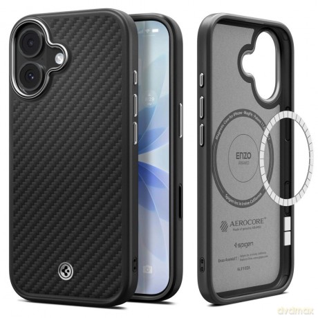 Etui Spigen Enzo Aramid "T" MagSafe na iPhone 17 - czarno-srebrne