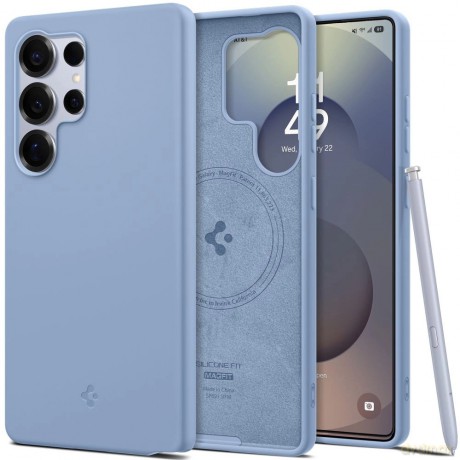 Etui Spigen Silicone Fit Mag na Samsung Galaxy S25 Ultra - niebieskie